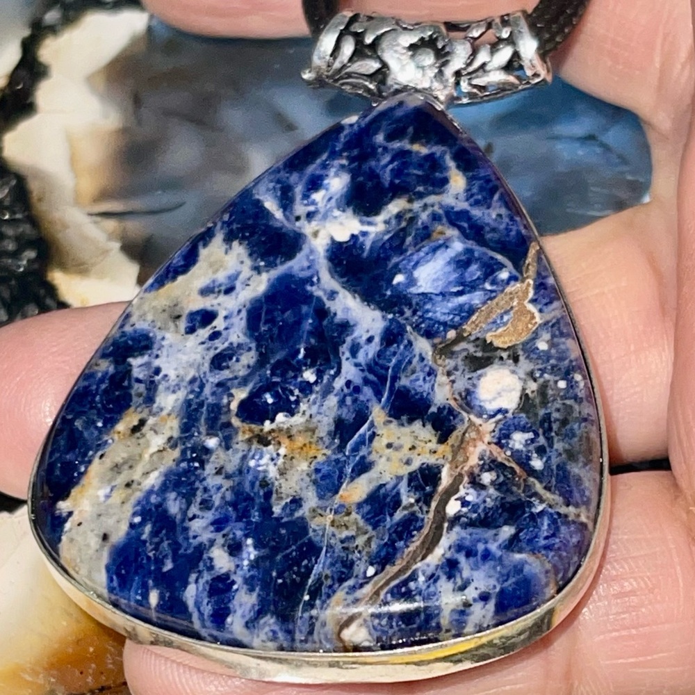 Large Size Navy Sodalite Pendant 2 1/4”x 1 1/2”